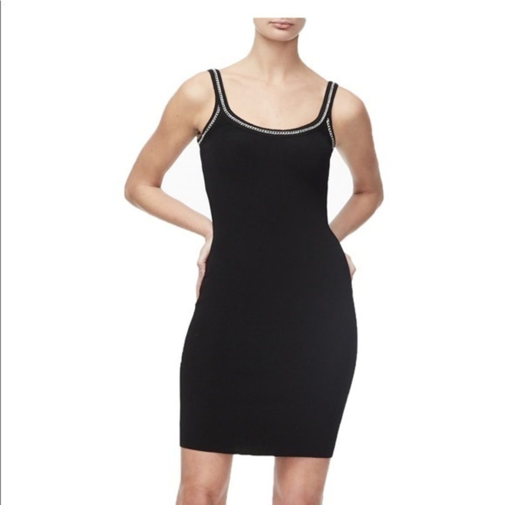 NWT Good American Chain Accent Fitted Tank Mini Dress Size 0
